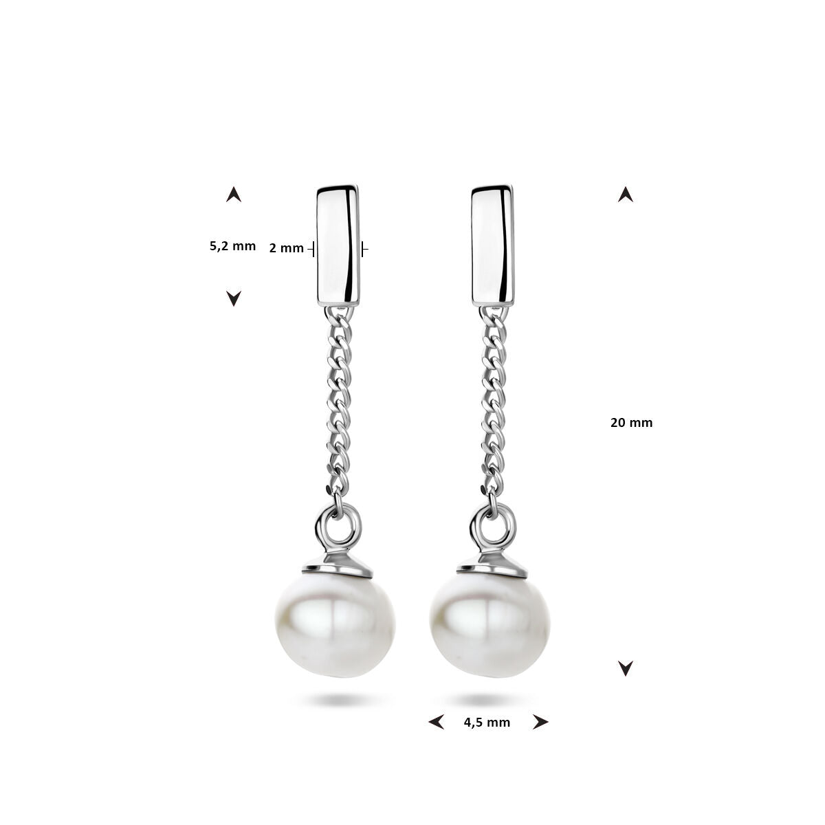 Fantasy Collection Hangende oorbellen parel zilver