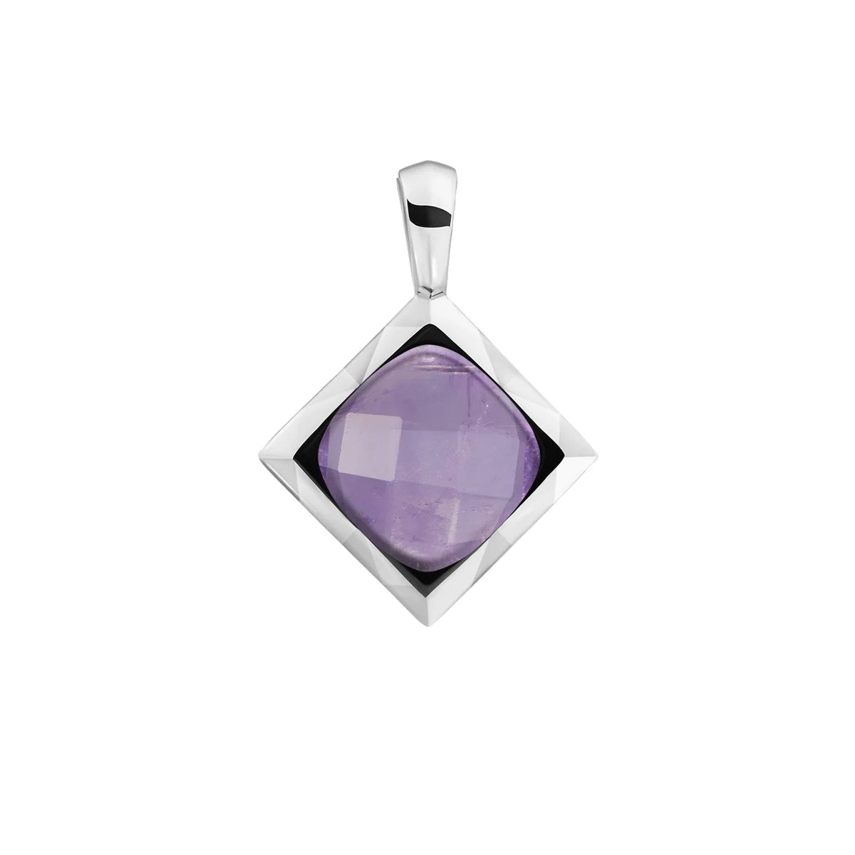 Sparkling Jewels Hanger | Amethyst Cushion Cut Amulet - Silver SP32-G05 - PansiteNederland.nl