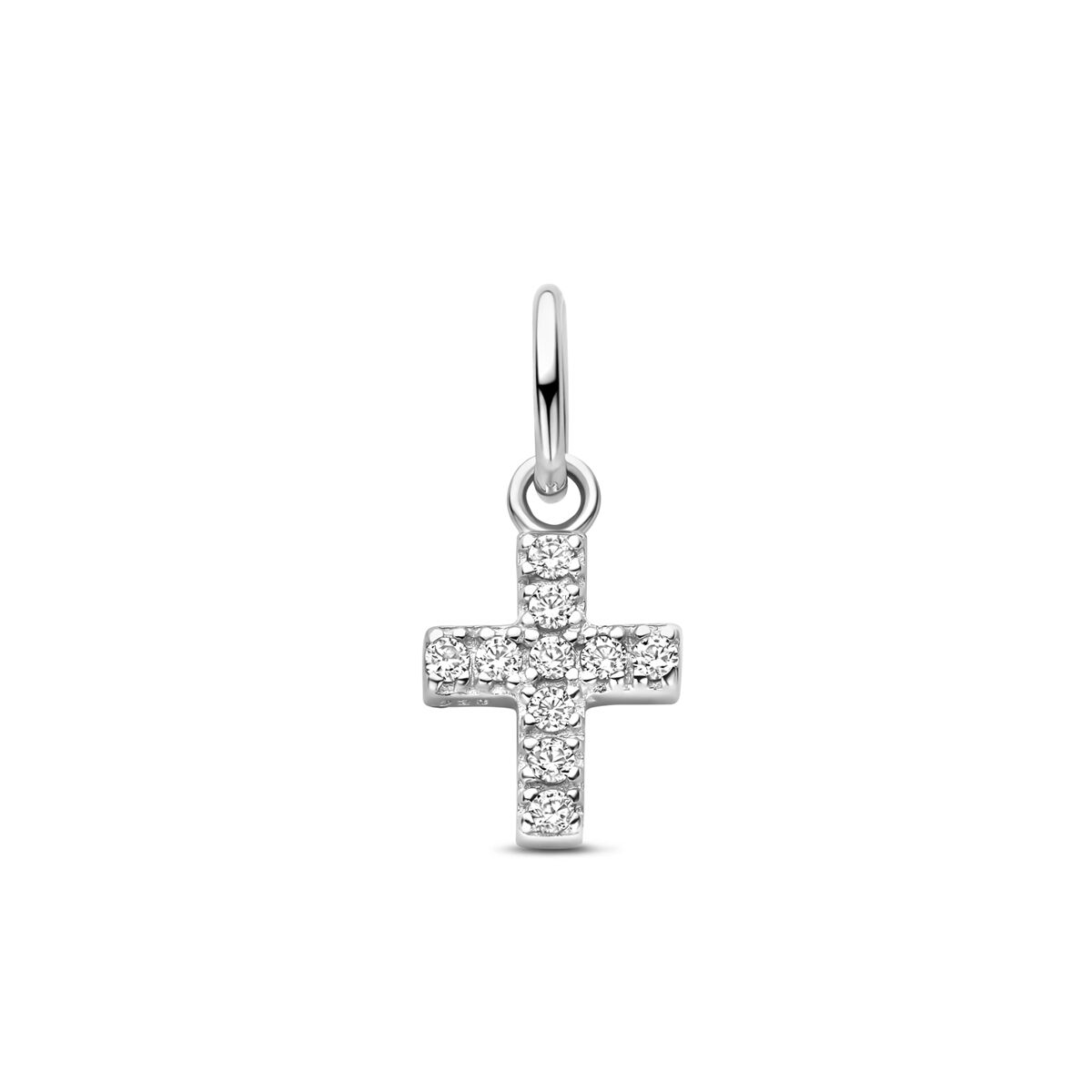 Zilveren gerhodineerde hanger kruis zirkonia 11 mm - 1341714 - PansiteNederland.nl