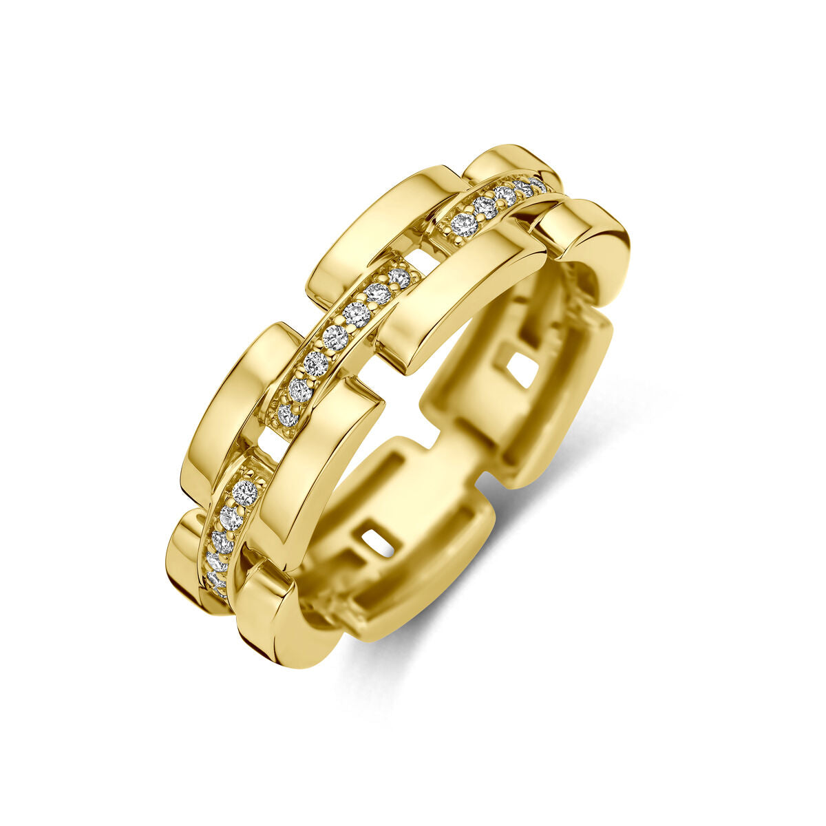 Ring schakel diamant 0.09ct h si 14K geelgoud