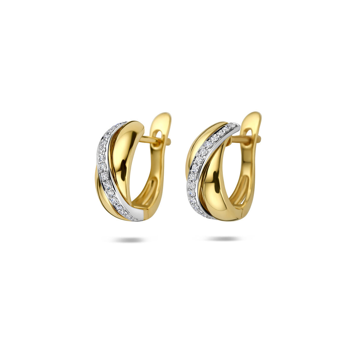 Fantasy Collection Oorbellen diamant 0.17ct (2x 0.085ct) h si 13 mm 14K bicolor goud
