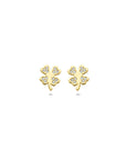 14K geelgouden oorknoppen klavertje zirkonia 7,5 mm - 4034754