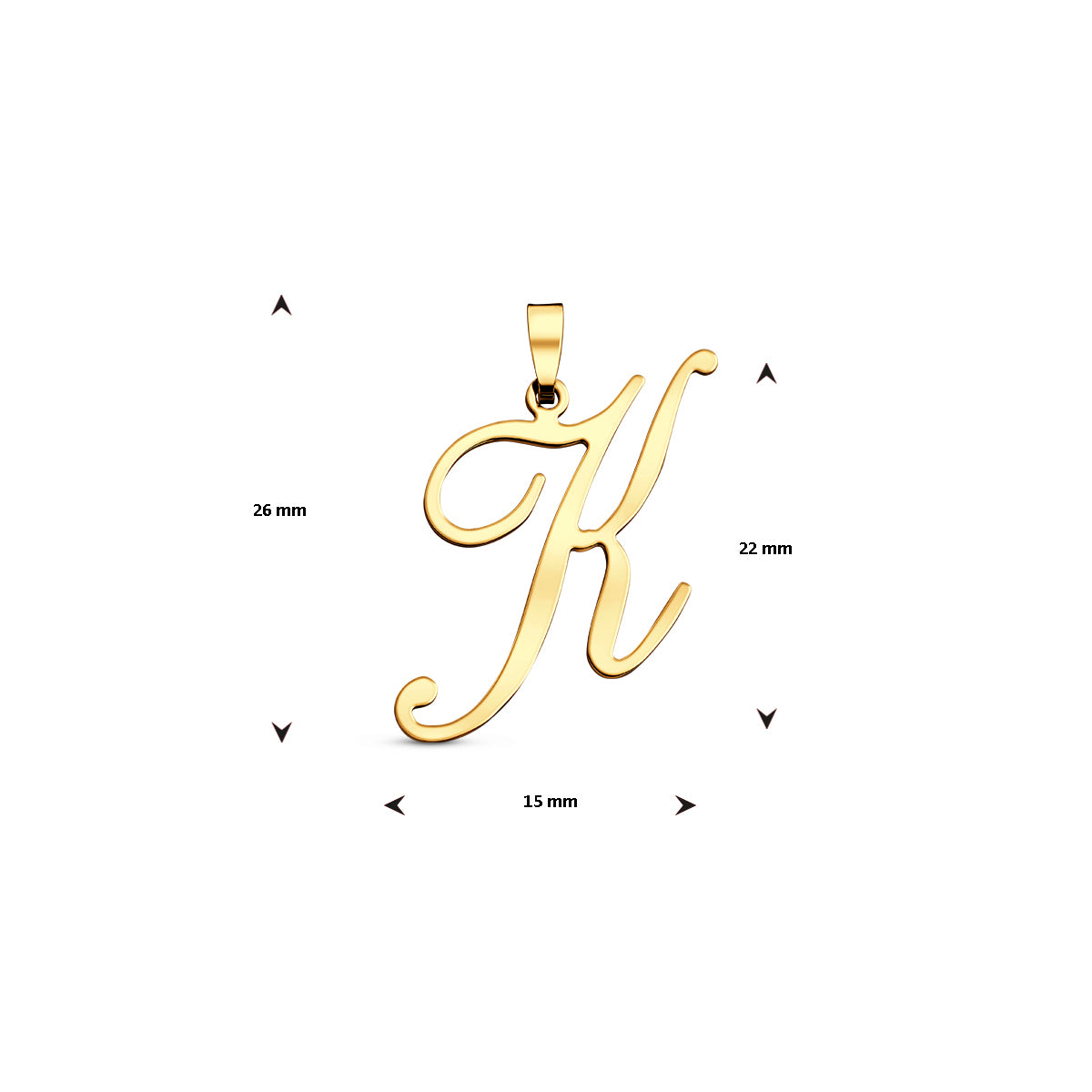 Hanger sierletter K 22 mm 14K geelgoud #Letter_K