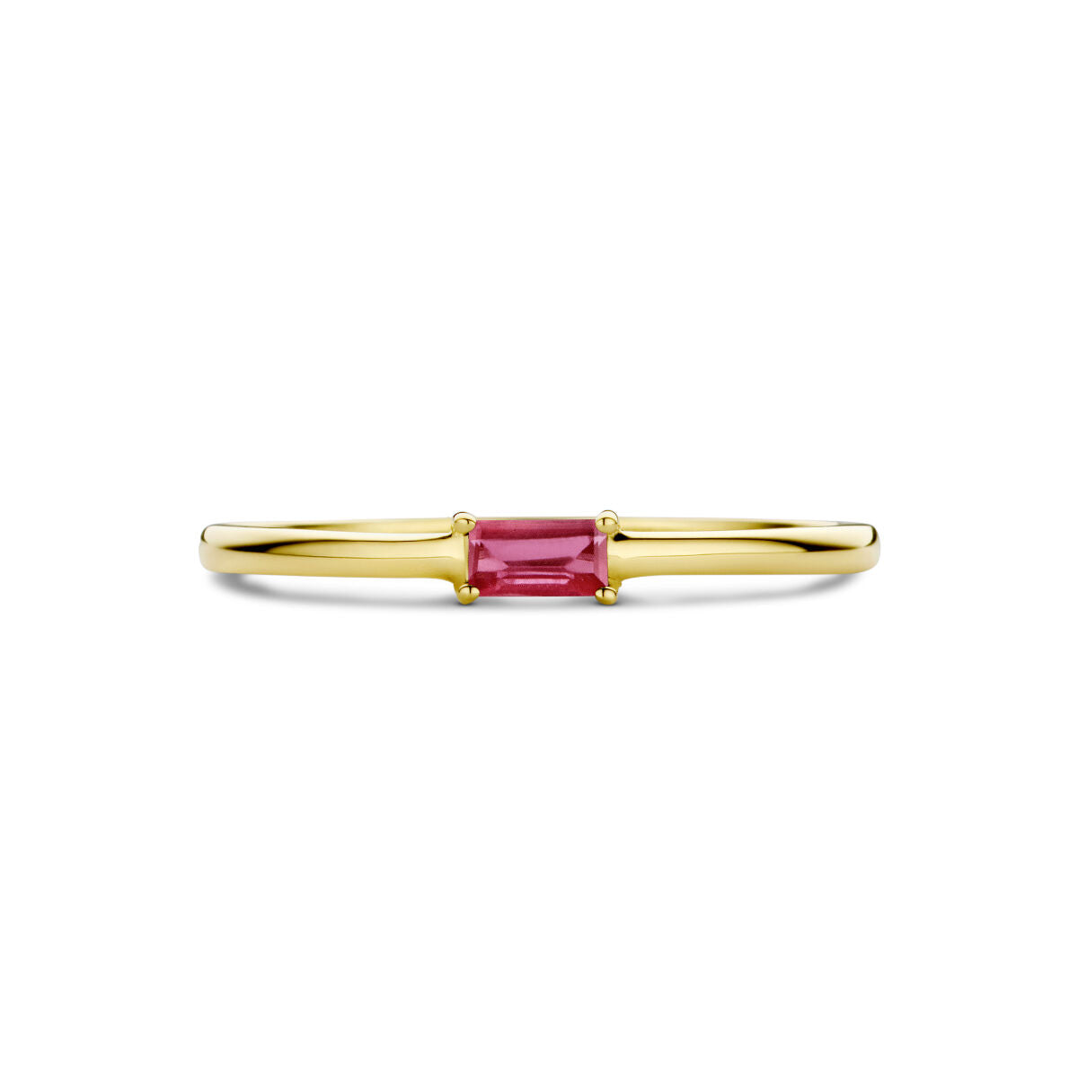Ring met geboortesteen robijn juli 14K geelgoud