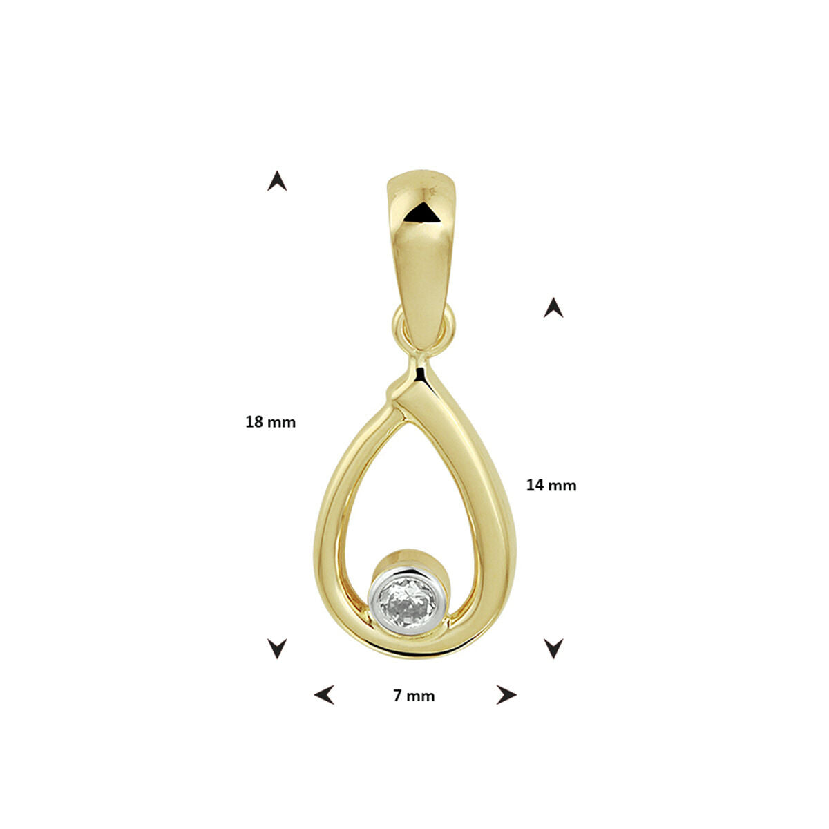 14K geelgoud hanger zirkonia 4023036 - PansiteNederland.nl