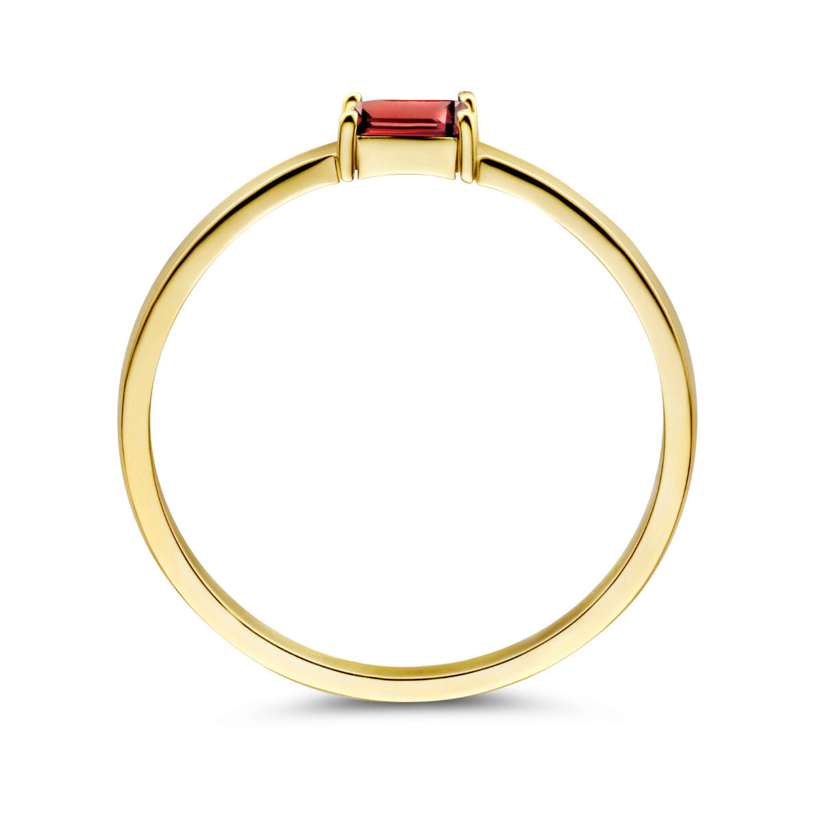 Ring met geboortesteen granaat januari 14K geelgoud