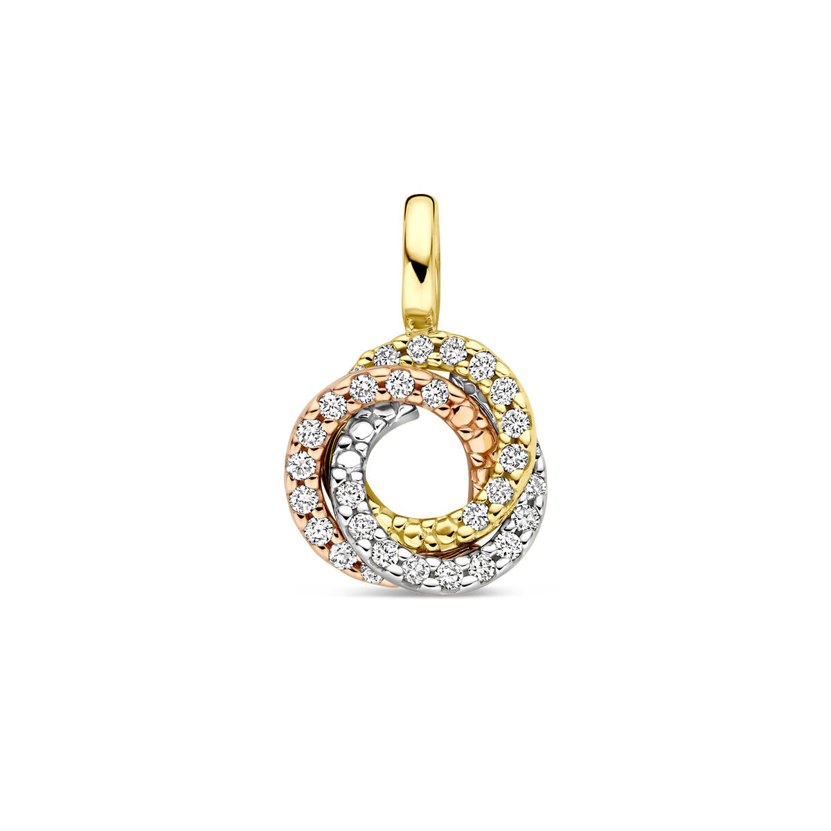 14K tricolor gouden hanger diamant 0.13ct h si 14 mm - 4300615 - PansiteNederland.nl