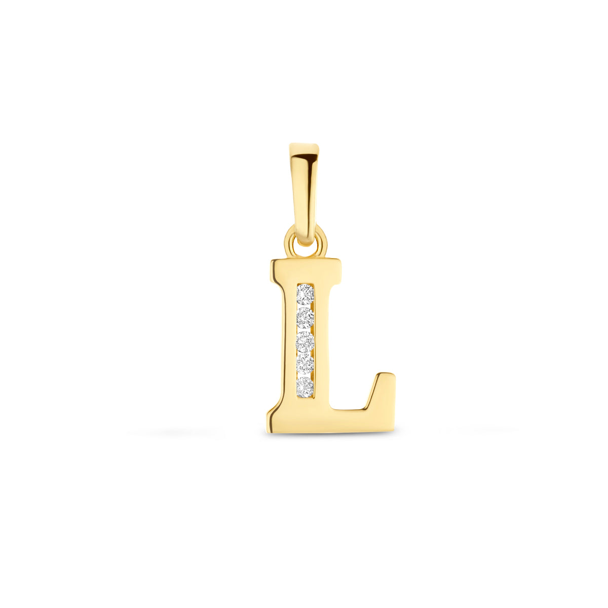 Hanger letter L zirkonia 14 mm 14K geelgoud #Letter_L