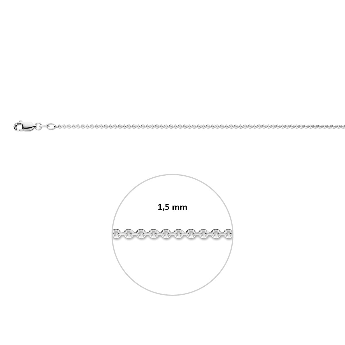 Ketting anker rond 1,5 mm zilver 60 cm #Lengte ketting (cm)_60