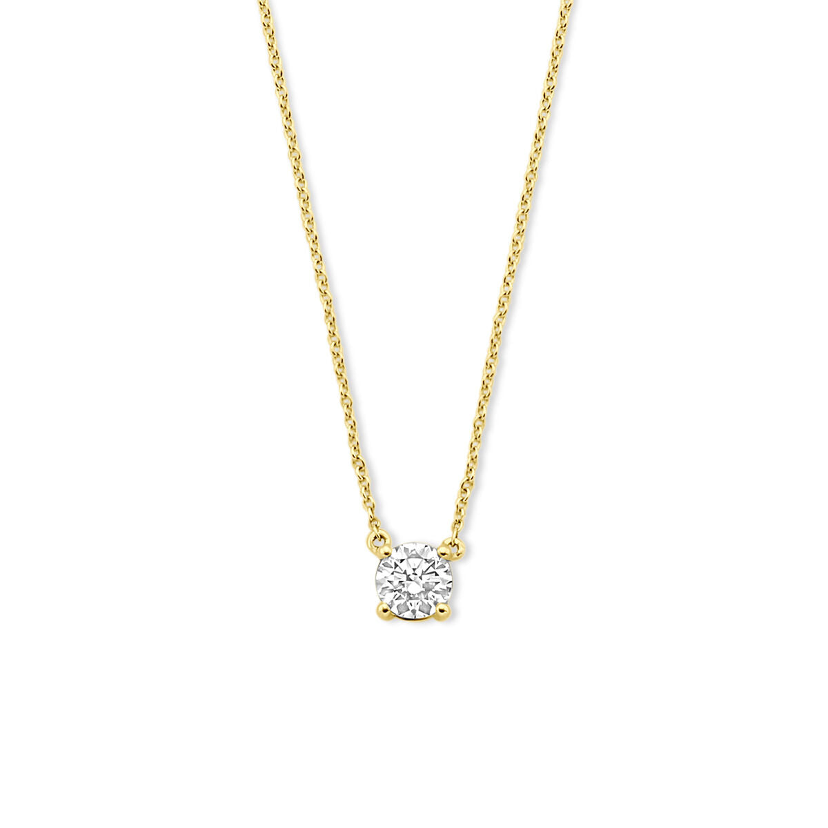 Collier lab grown diamant 0.25ct g vs 41 - 43 - 45 cm 14K geelgoud