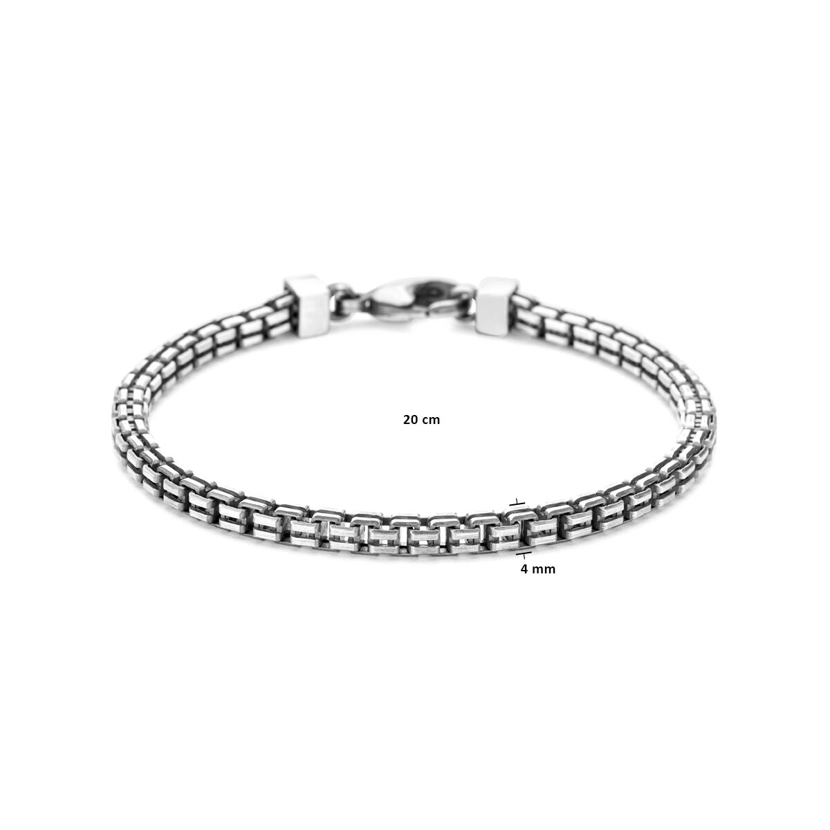 Armband oxi mat 4,0 mm zilver geoxideerd