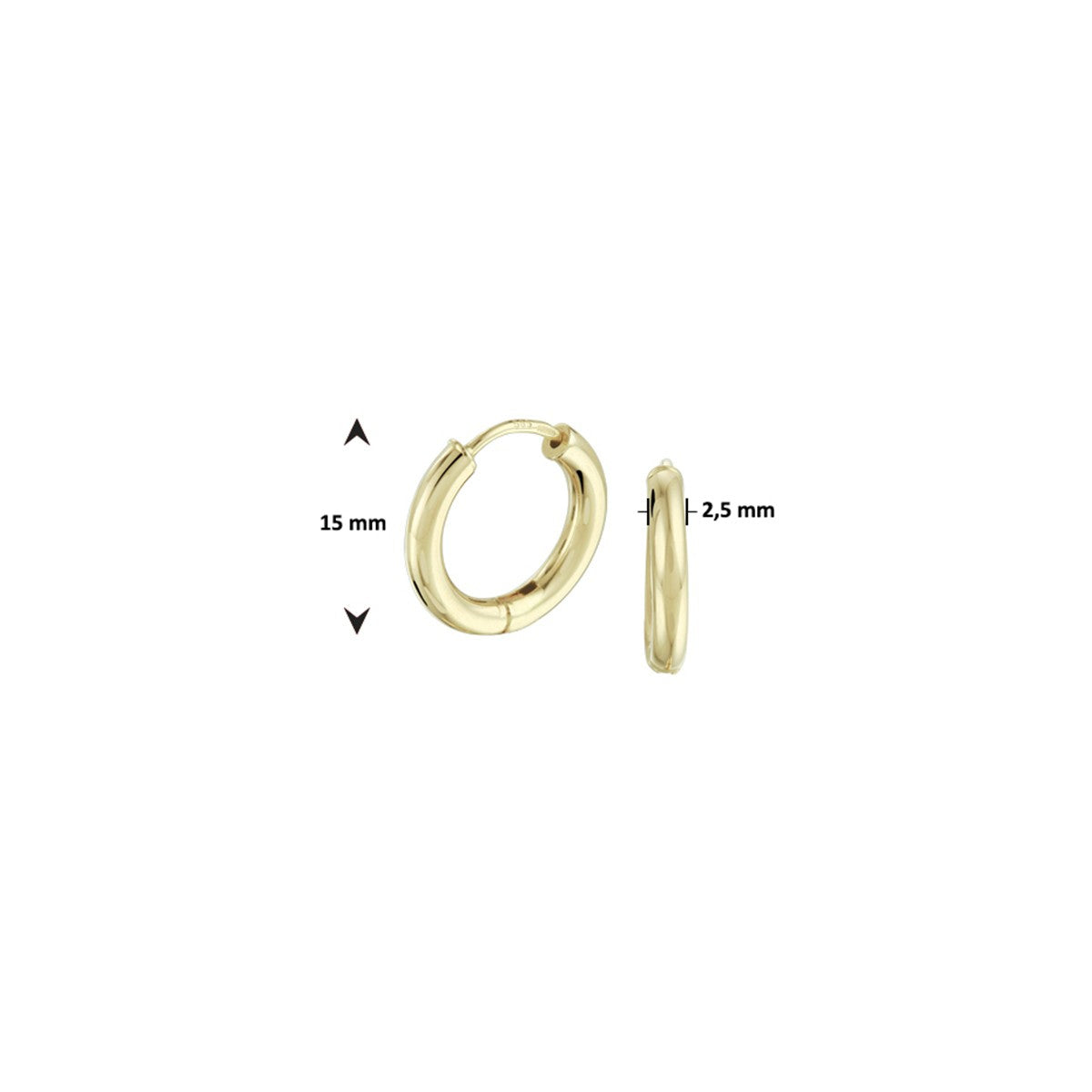14K Geelgoud Klapoorringen 2,5 MM Ronde Buis 4001660 - PansiteNederland.nl