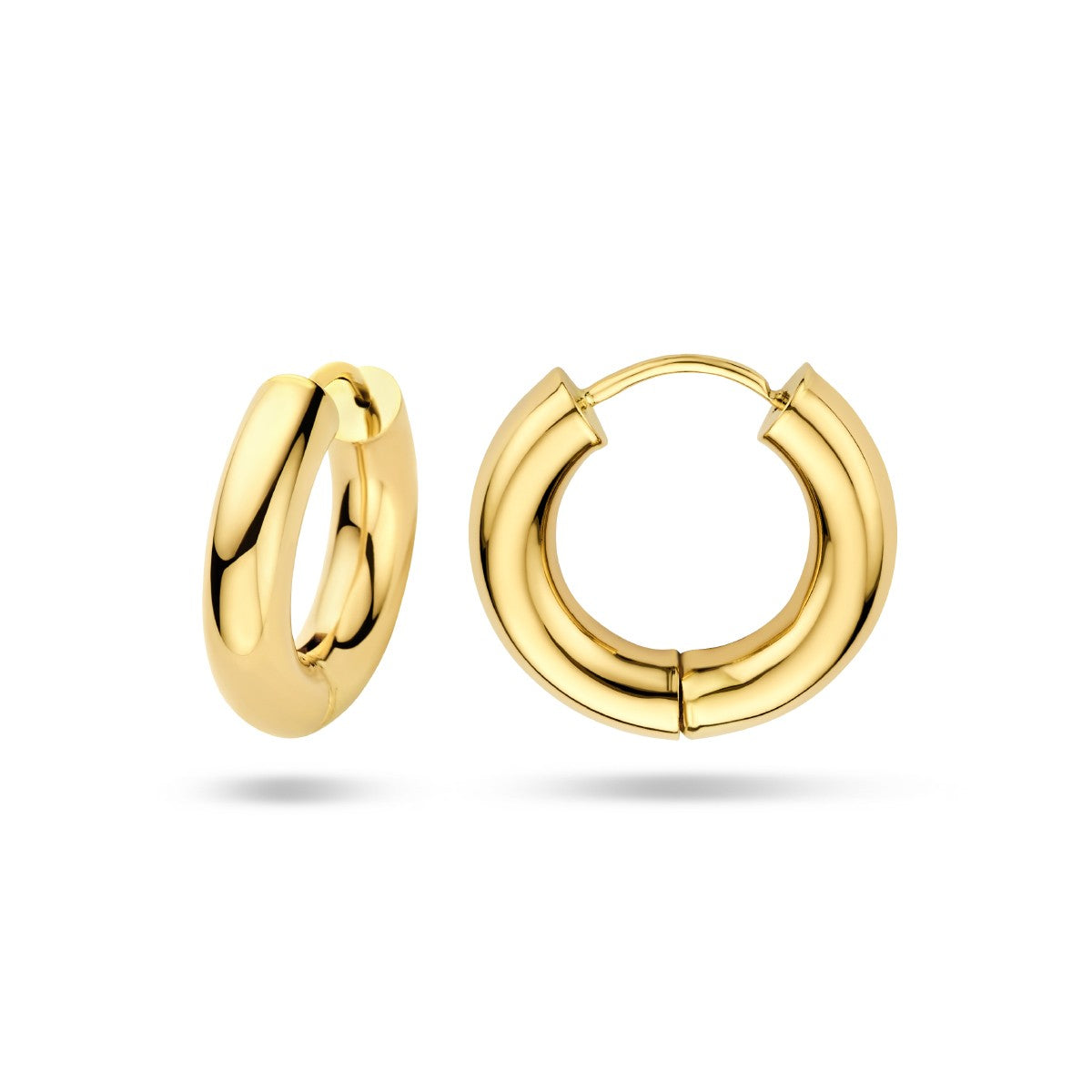 14K Geelgoud Oorringen 4,0 MM Ronde Buis 4001663 - PansiteNederland.nl