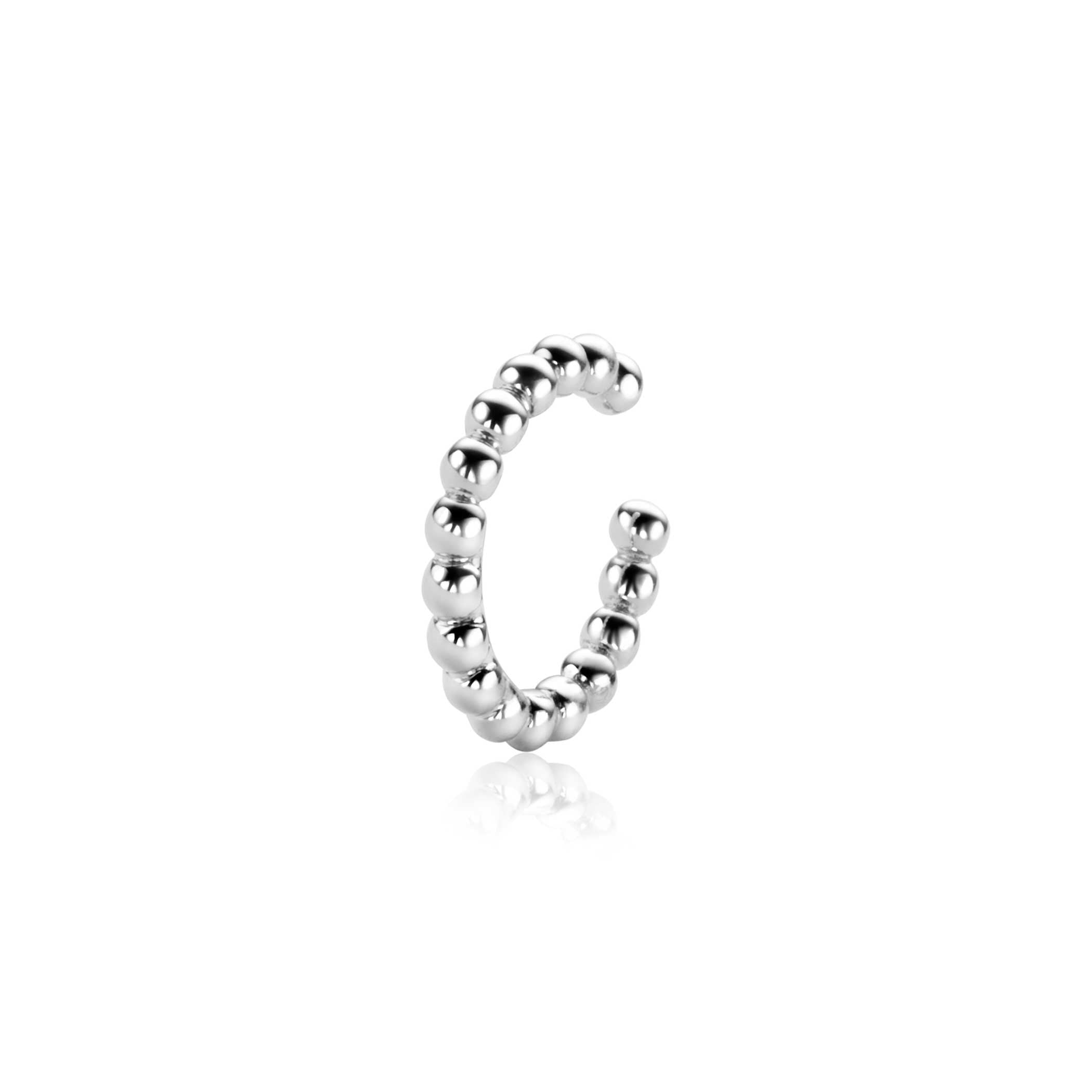 14mm ZINZI zilveren ear cuff bolletjes per stuk geprijsd ZIO-CUFF2 oorbellen