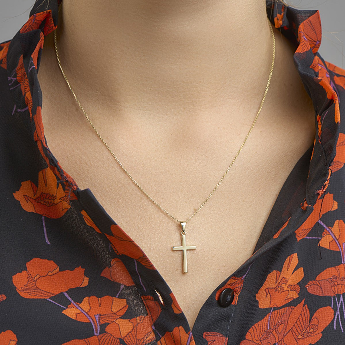 14K geelgoud hanger kruis 4005210 - PansiteNederland.nl
