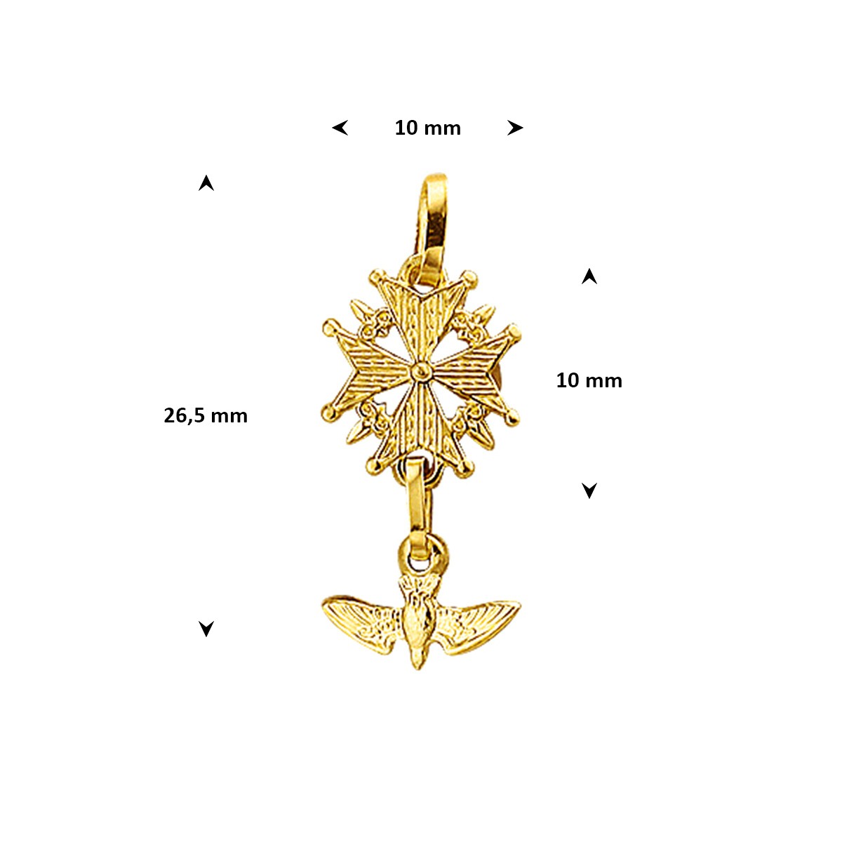 Hanger hugenoot kruis massief 26,5 mm 14K geelgoud