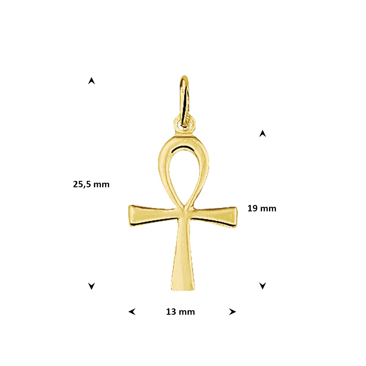 Hanger ankh kruis 19 mm 14K geelgoud