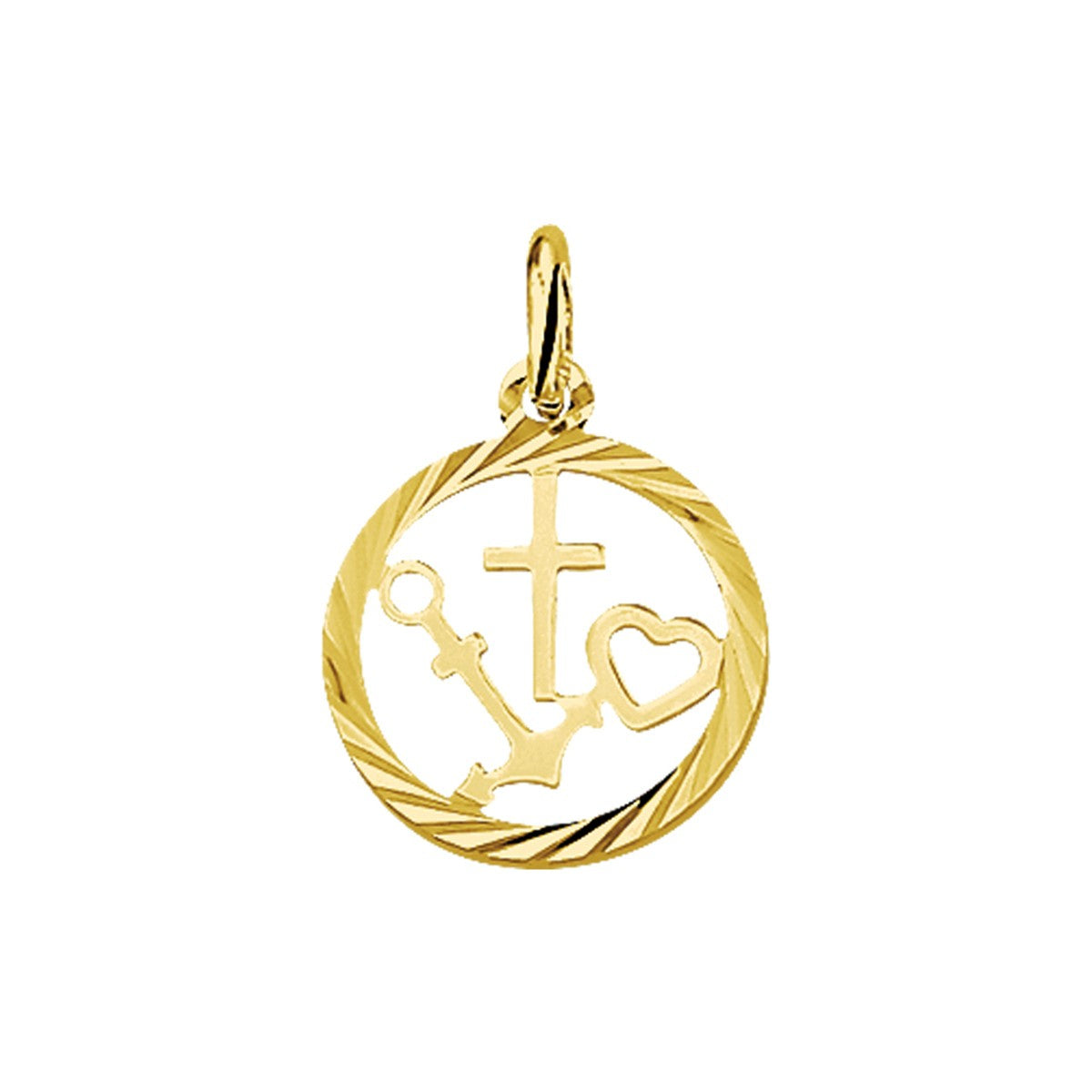 14K geelgoud hanger geloof, hoop en liefde gediamanteerd 4005595 - PansiteNederland.nl