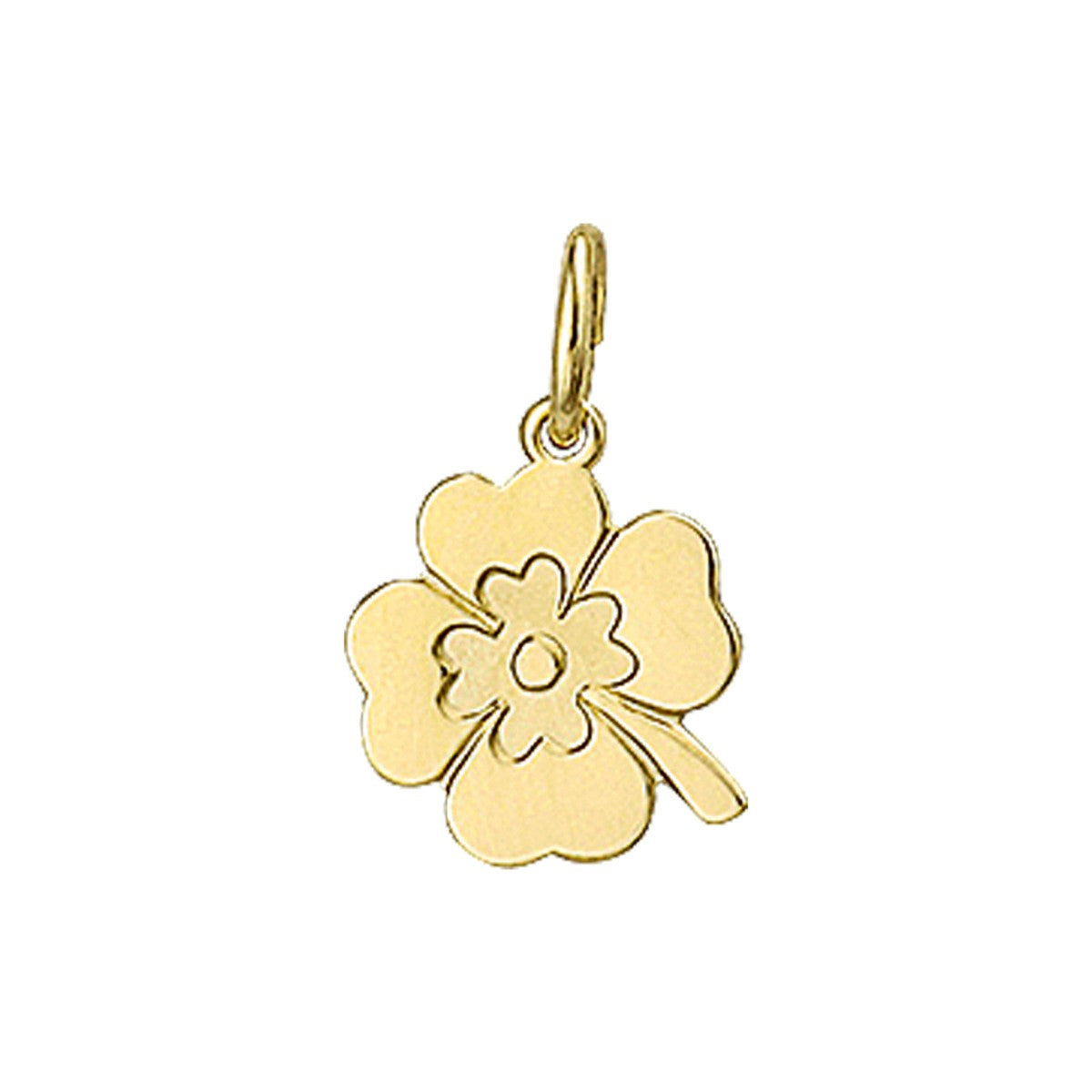 14K geelgoud hanger klavertje poli/mat 4005613 - PansiteNederland.nl