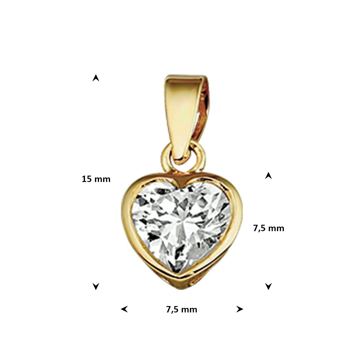 Hanger hart zirkonia 14K geelgoud 10 x 8 mm – 4005750