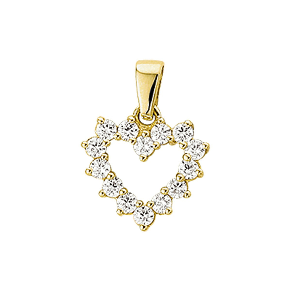 14K geelgoud hanger hart zirkonia 4005758 - PansiteNederland.nl