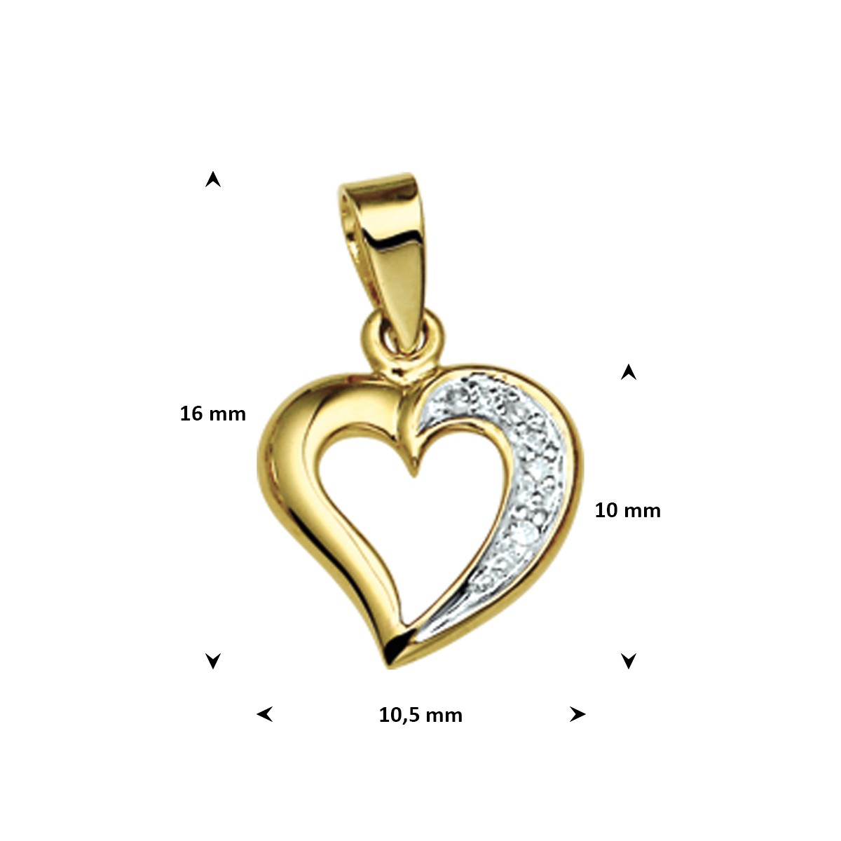 Hanger hart diamant 0.018 ct. 14K geelgoud