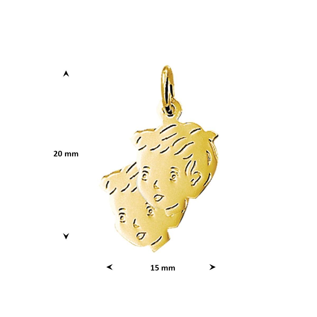 Hanger 2x jongen 20 mm 14K geelgoud