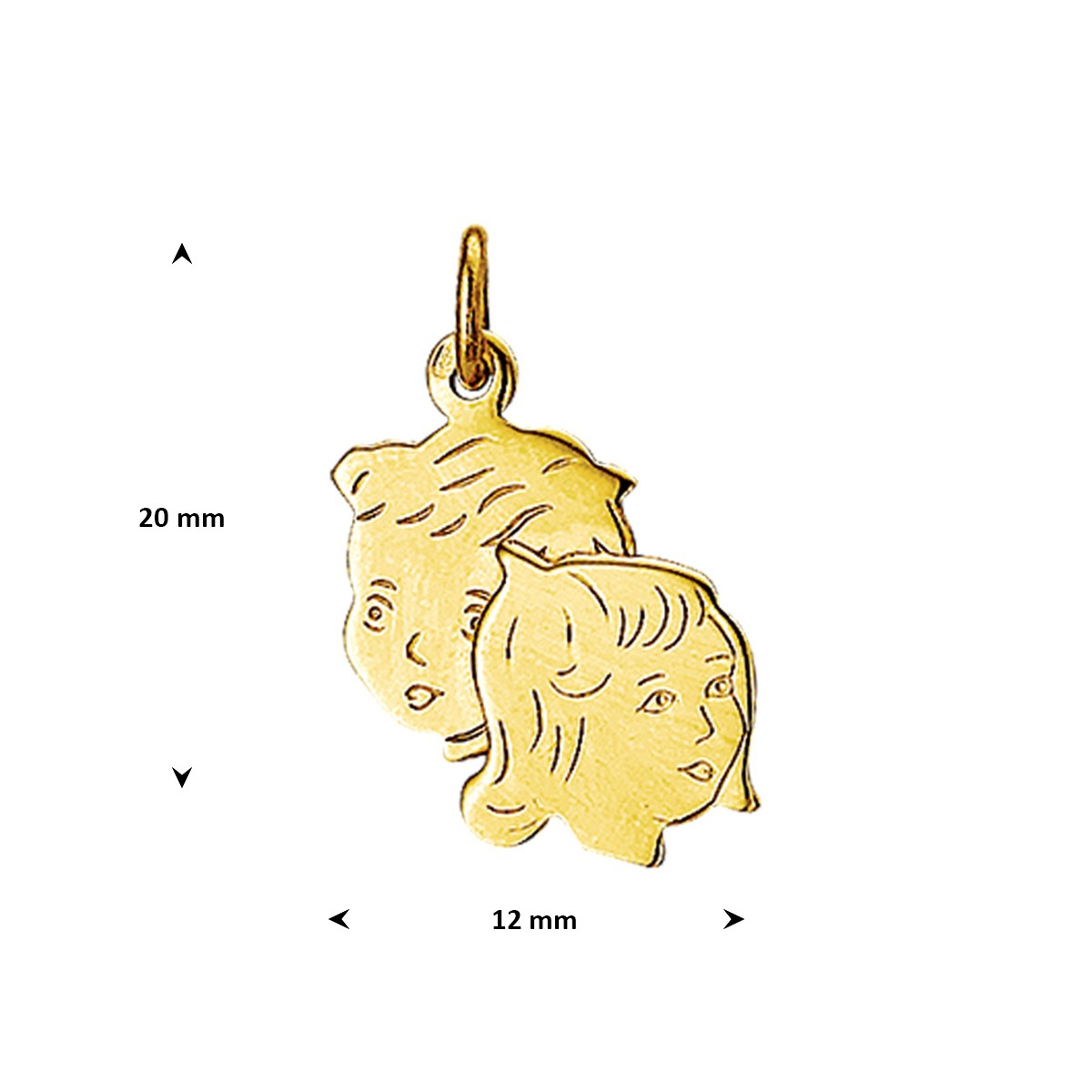 Hanger jongen en meisje 20 mm 14K geelgoud