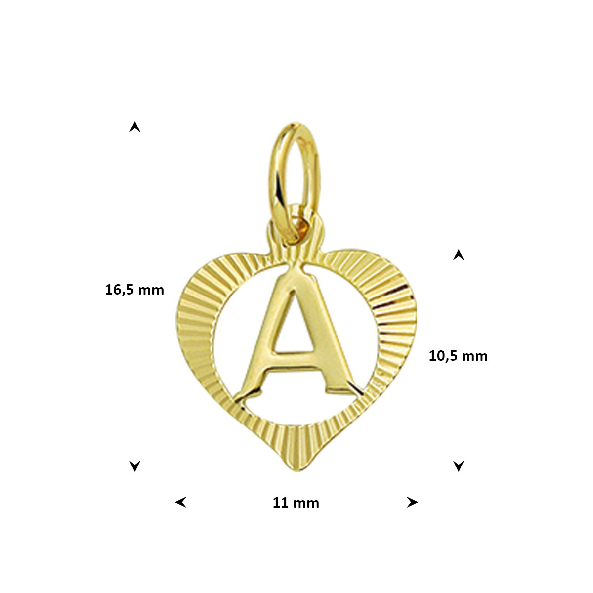 Hanger hart letter 14K geelgoud 10,5 x 11 mm – 4006333