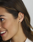 14K Geelgoud Oorknoppen Saffier En Diamant 0.16 Ct Halo 4006877
