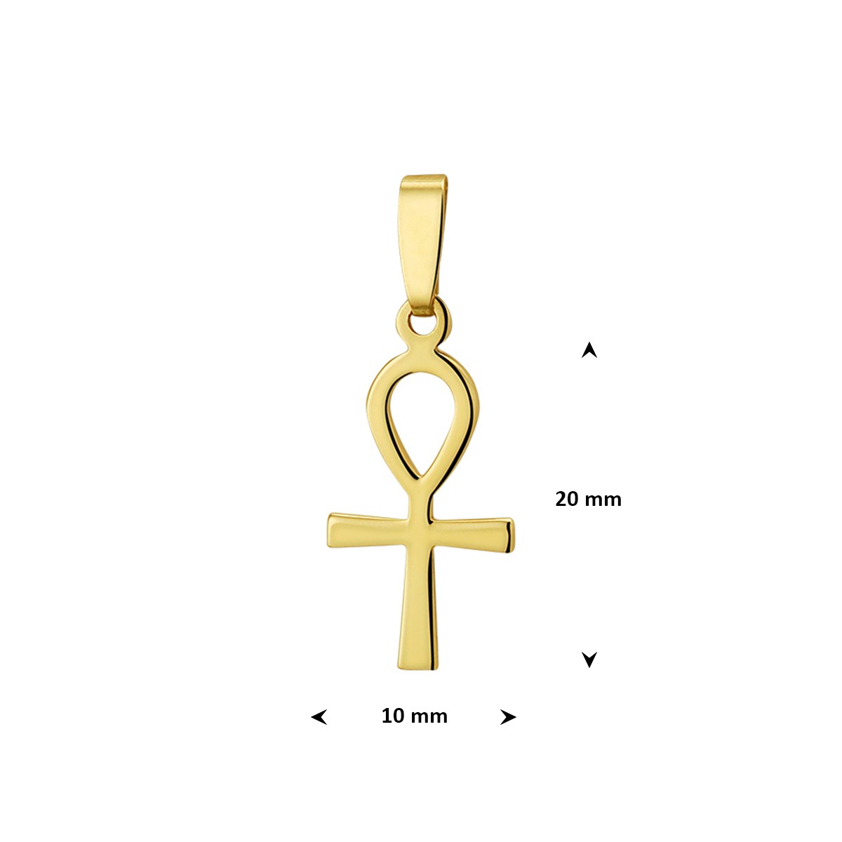 Hanger ankh kruis 20 mm 14K geelgoud