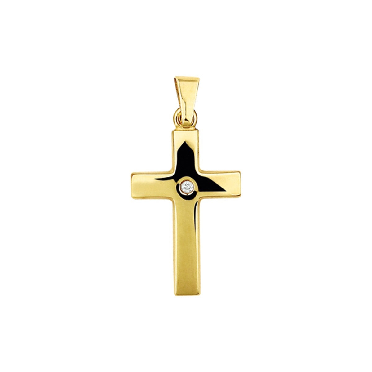 14K geelgoud hanger kruis diamant 0.01ct h p1 4008608 - PansiteNederland.nl