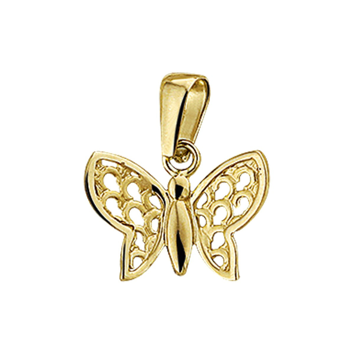 14K geelgoud hanger vlinder poli/mat 4008824 - PansiteNederland.nl
