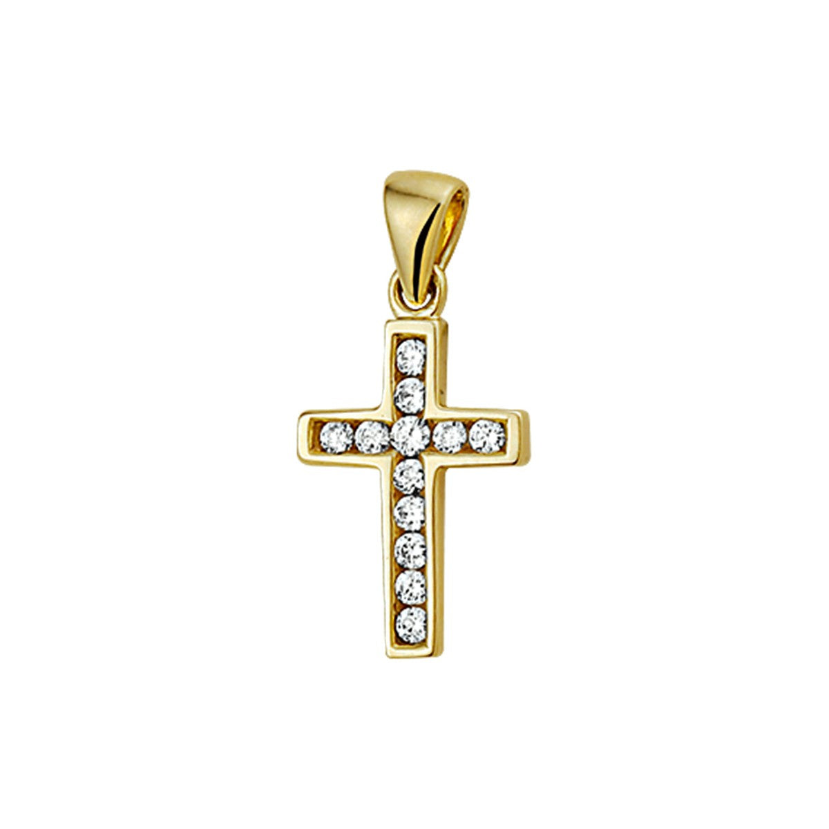14K geelgoud hanger kruis zirkonia 4009569 - PansiteNederland.nl