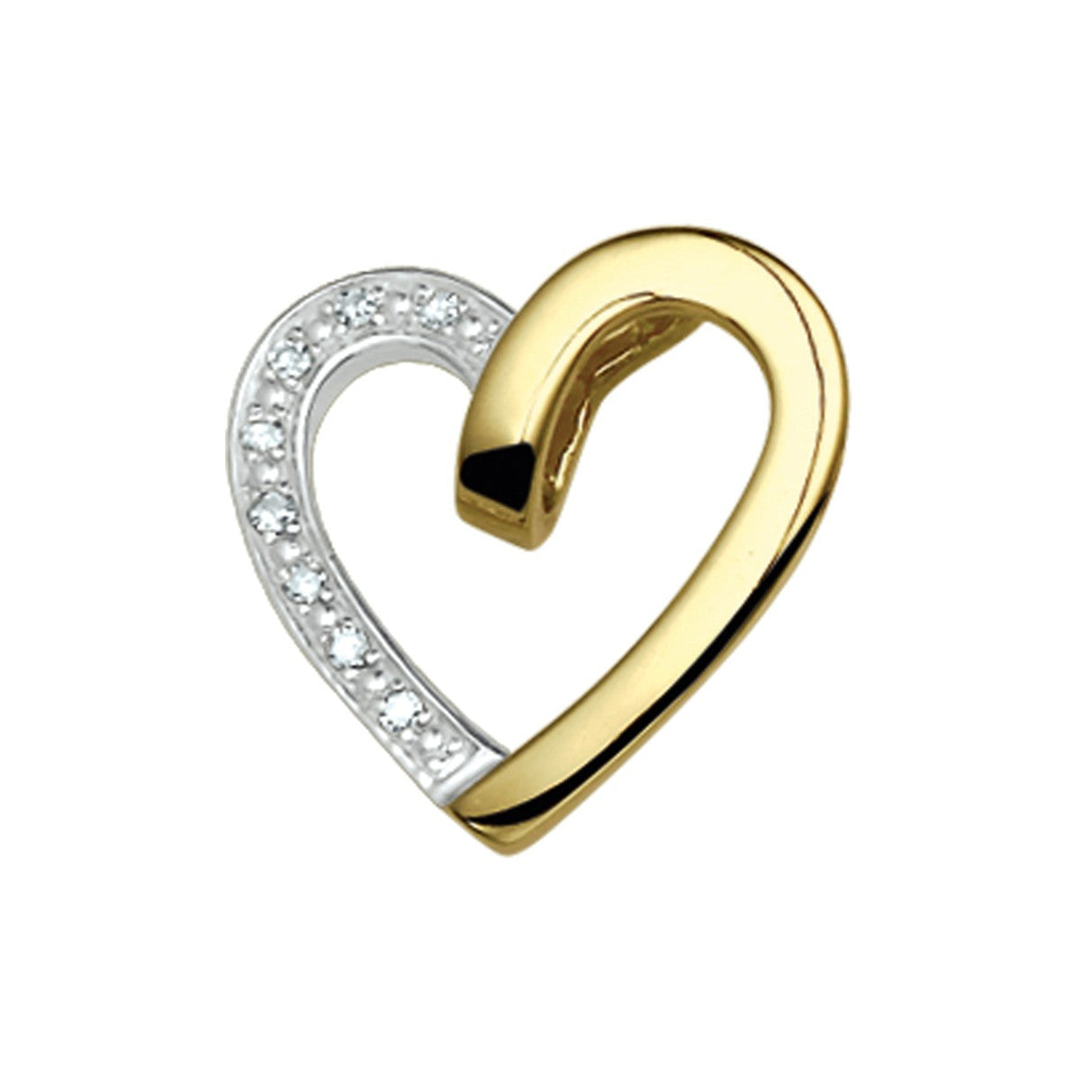 14K geelgoud hanger hart diamant 0.040ct h si 4009611 - PansiteNederland.nl