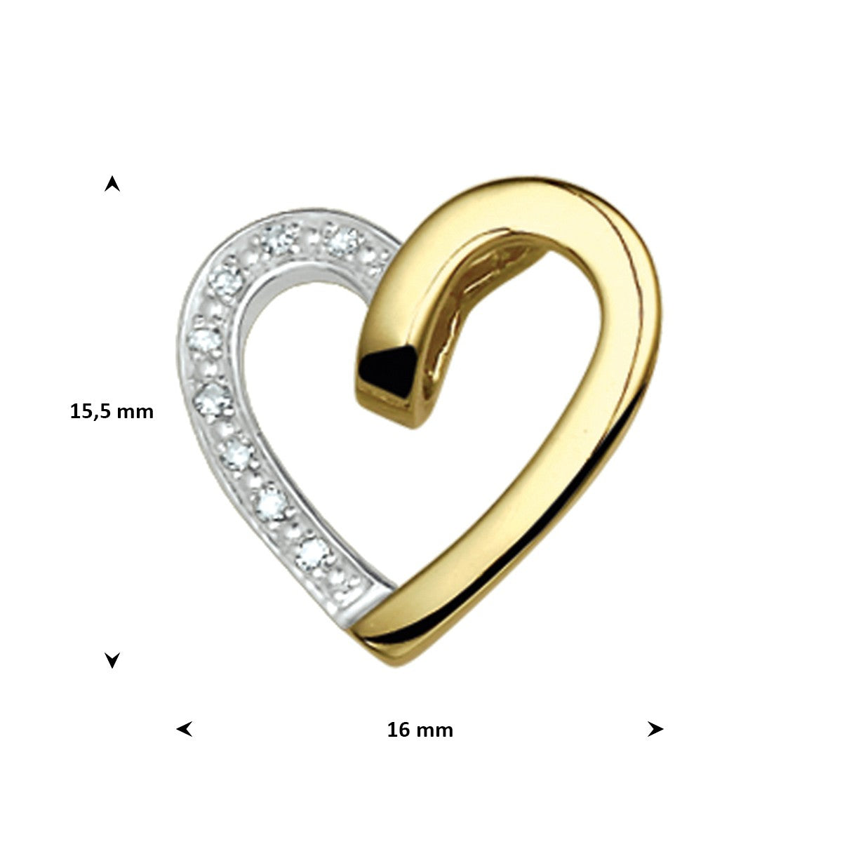 Hanger hart diamant 0.040ct h si 14K geelgoud