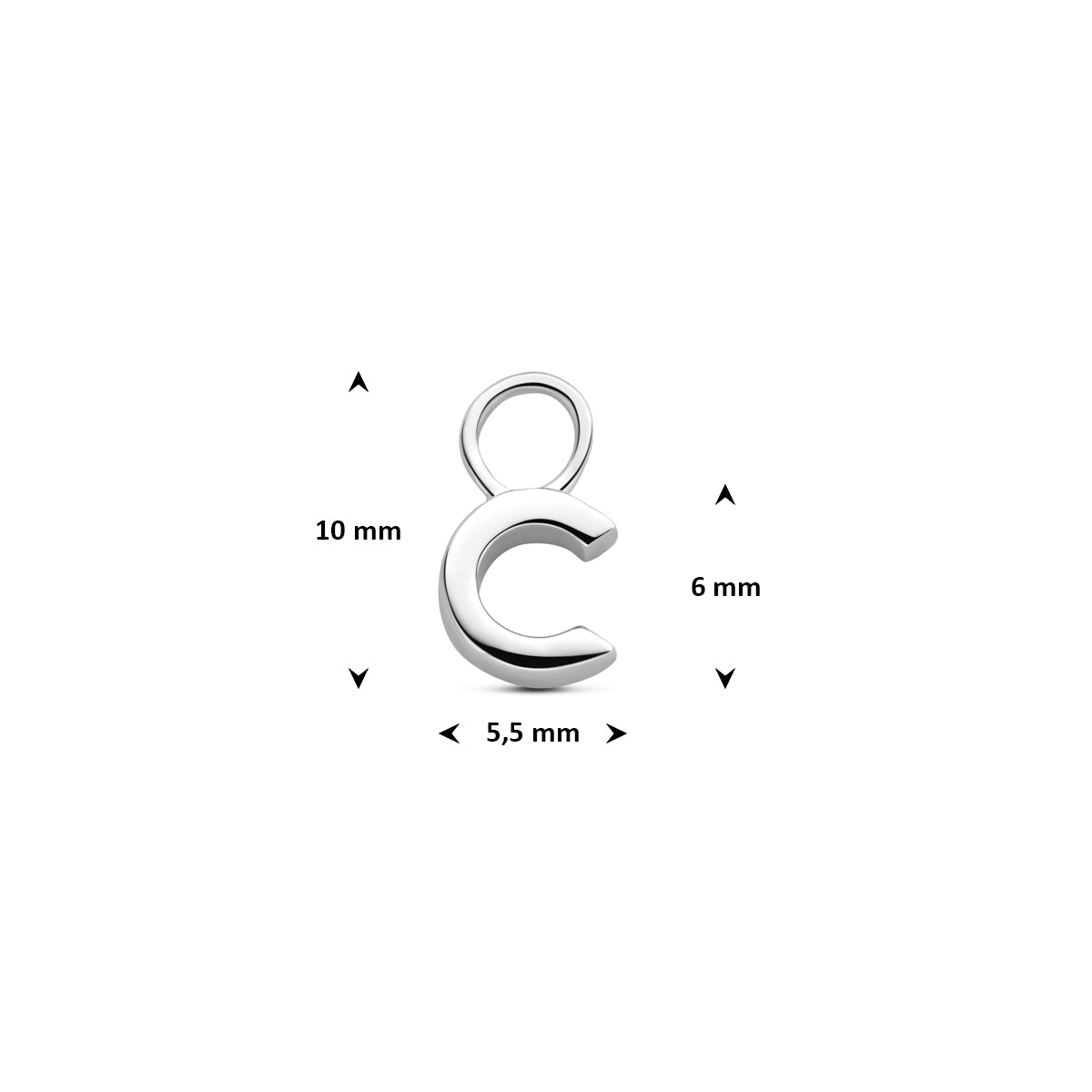 Oorringhanger letter C 6 mm zilver #Letter_C