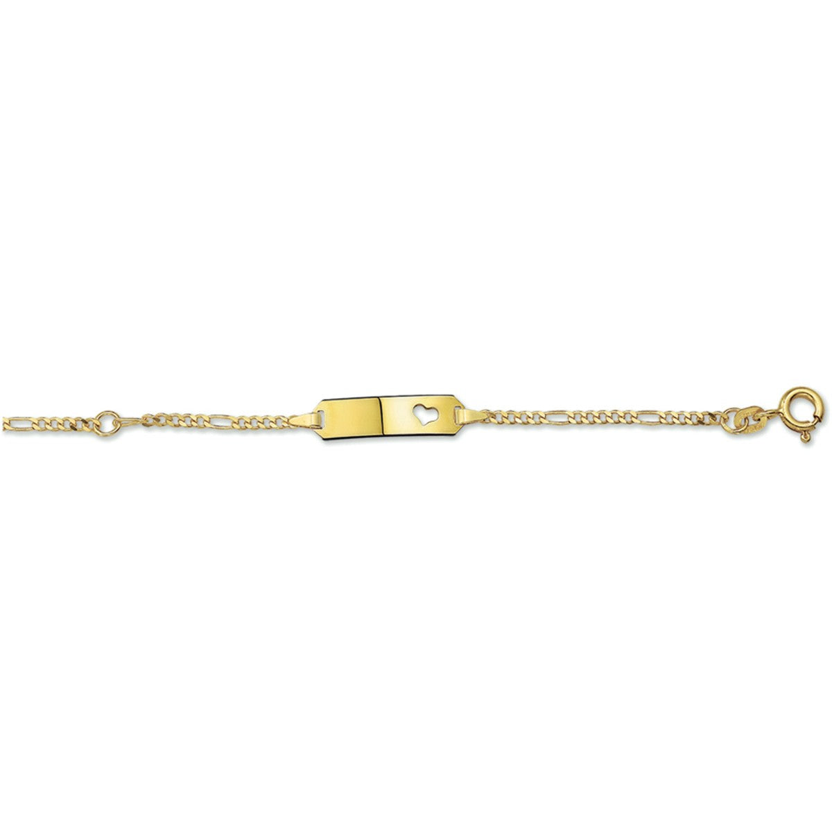 graveerarmband figaro hart plaat 5,0 mm 14K geelgoud - PansiteNederland.nl