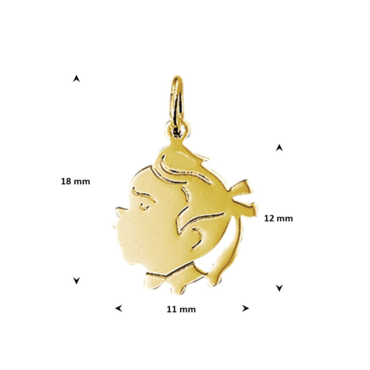 Hanger meisje 12 mm 14K geelgoud