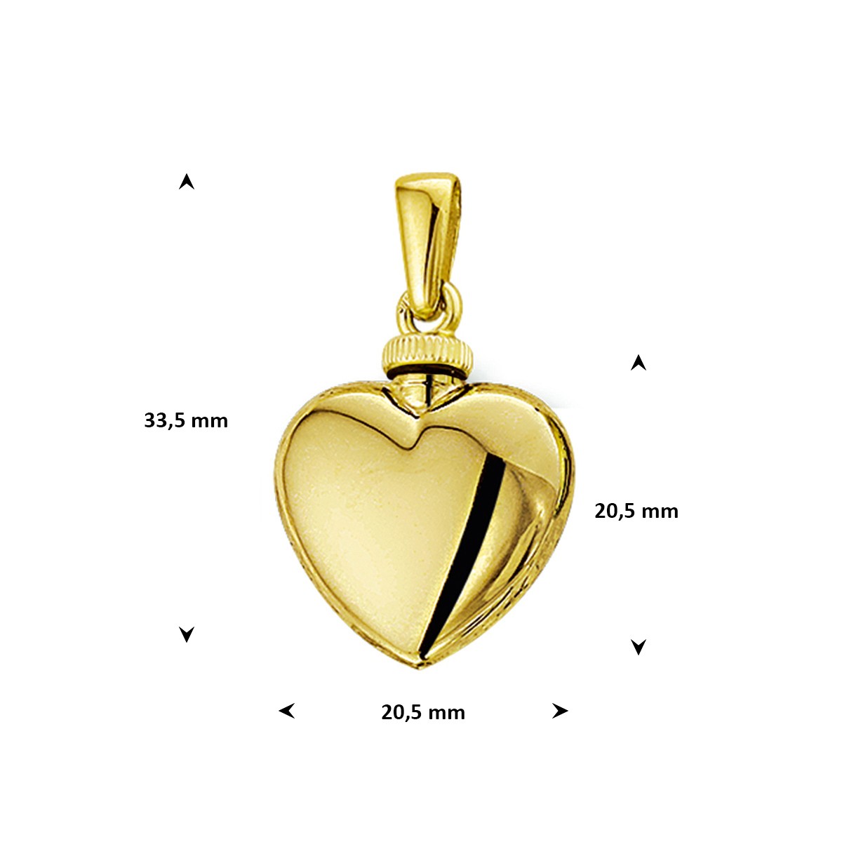 Urnhanger hart 20,5 mm 14K geelgoud