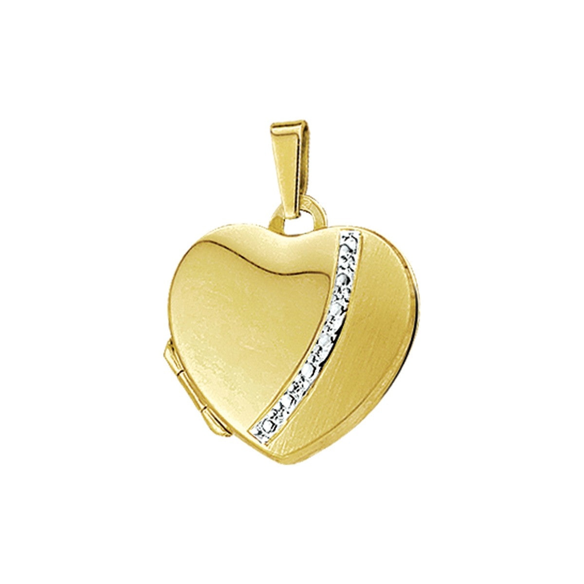 14K geelgoud medaillon hart bicolor gestift 4012505 - PansiteNederland.nl