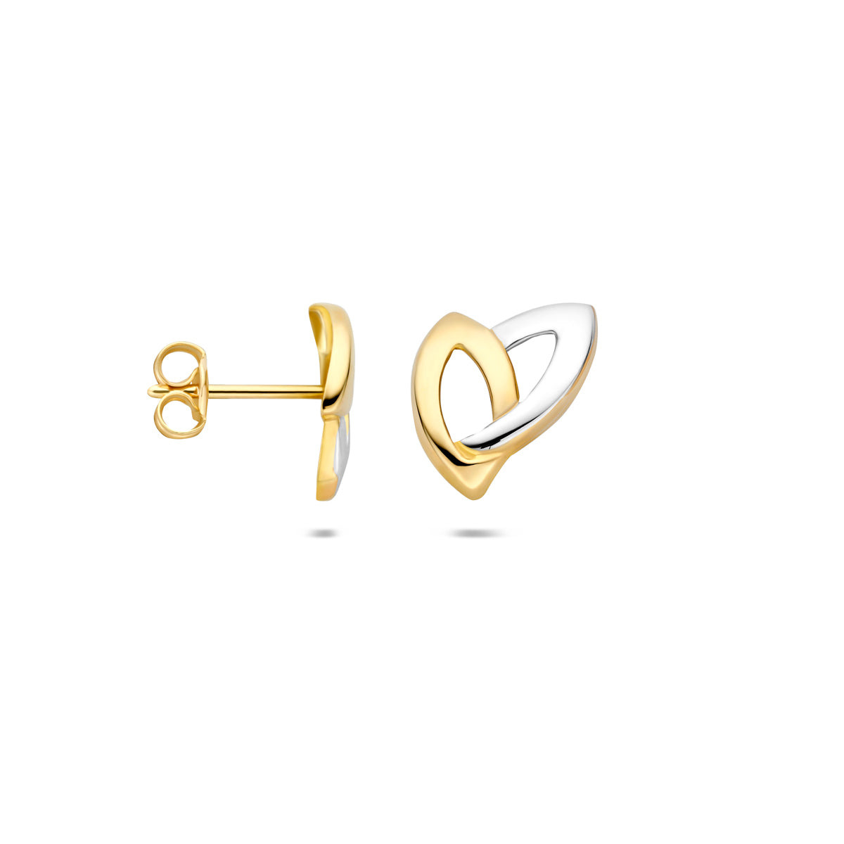 Oorbellen bicolor gestift 10,1 mm 14K geelgoud