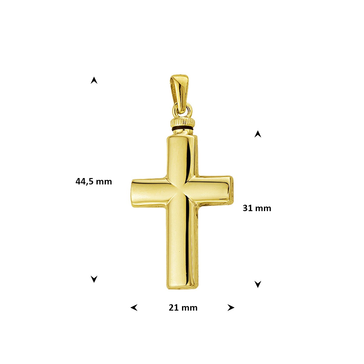 Urnhanger kruis 31 mm 14K geelgoud