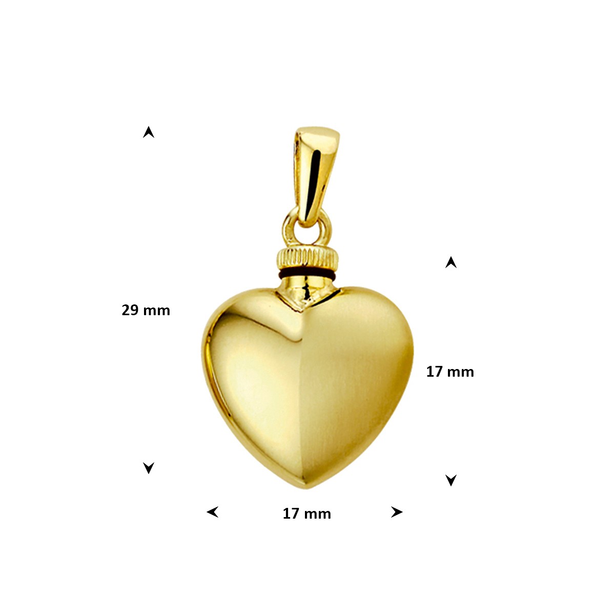 Urnhanger hart poli/mat 17 mm 14K geelgoud