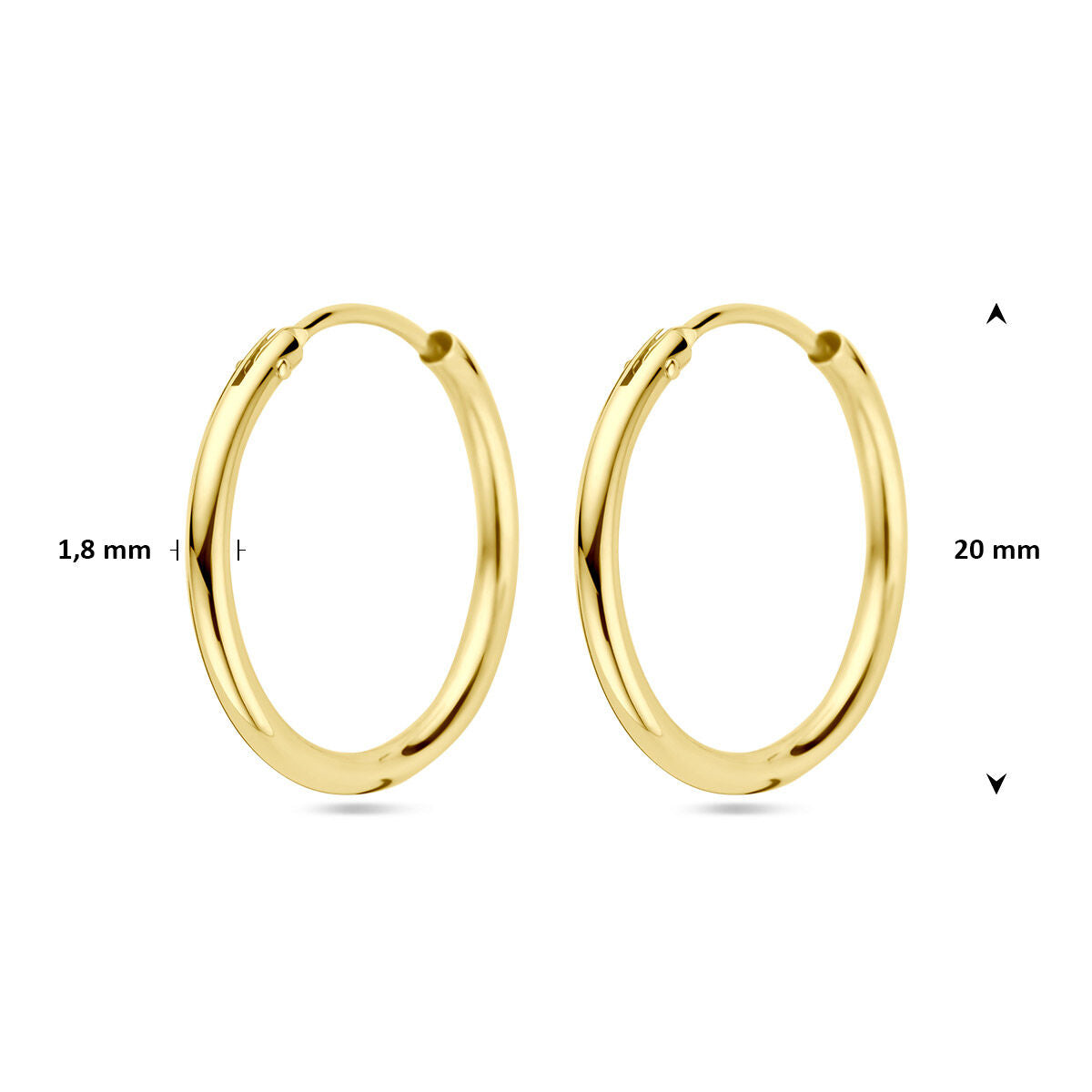 Oorbellen ronde buis 14K geelgoud