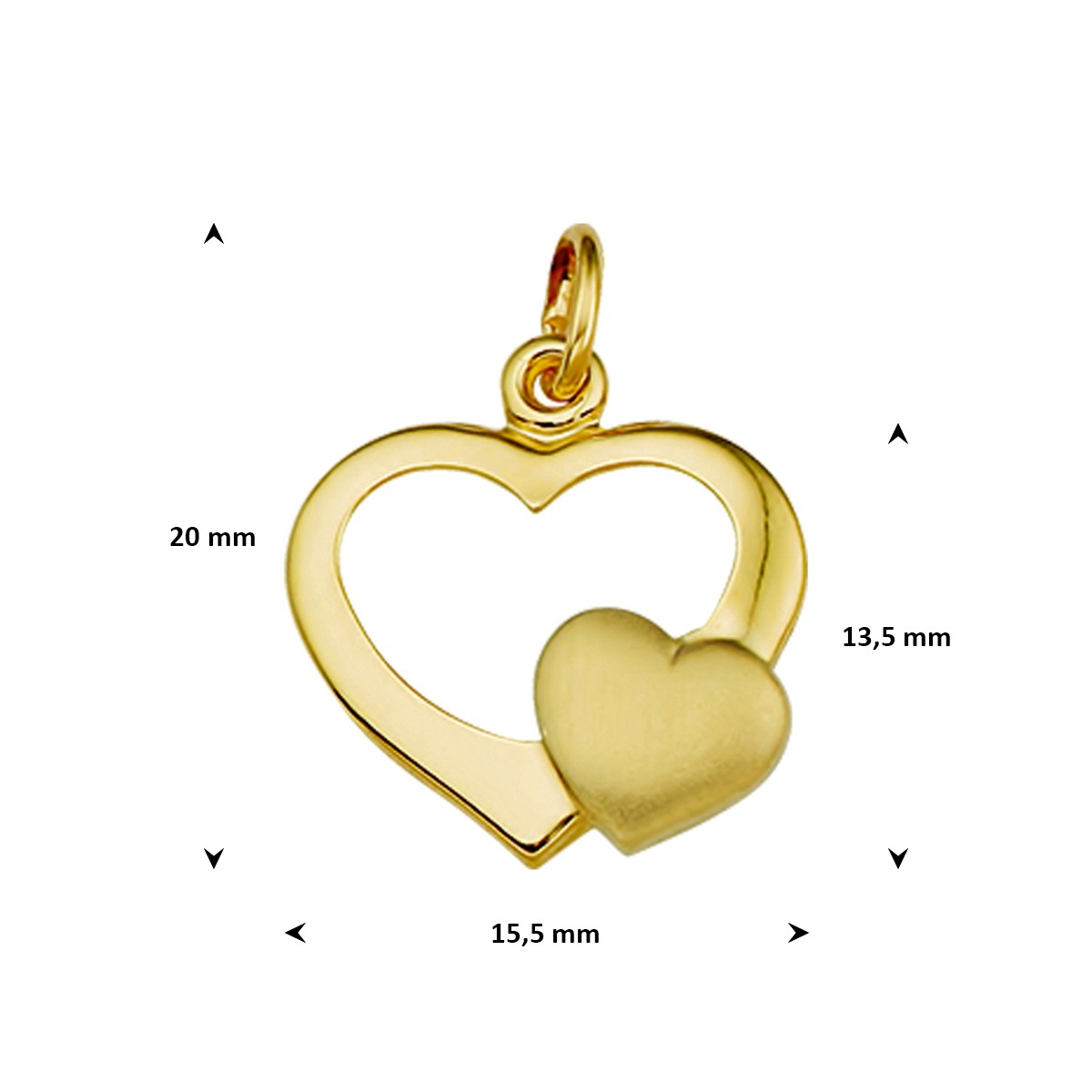 Hanger hart poli/mat 14K geelgoud 16 x 15,5 mm – 4013756