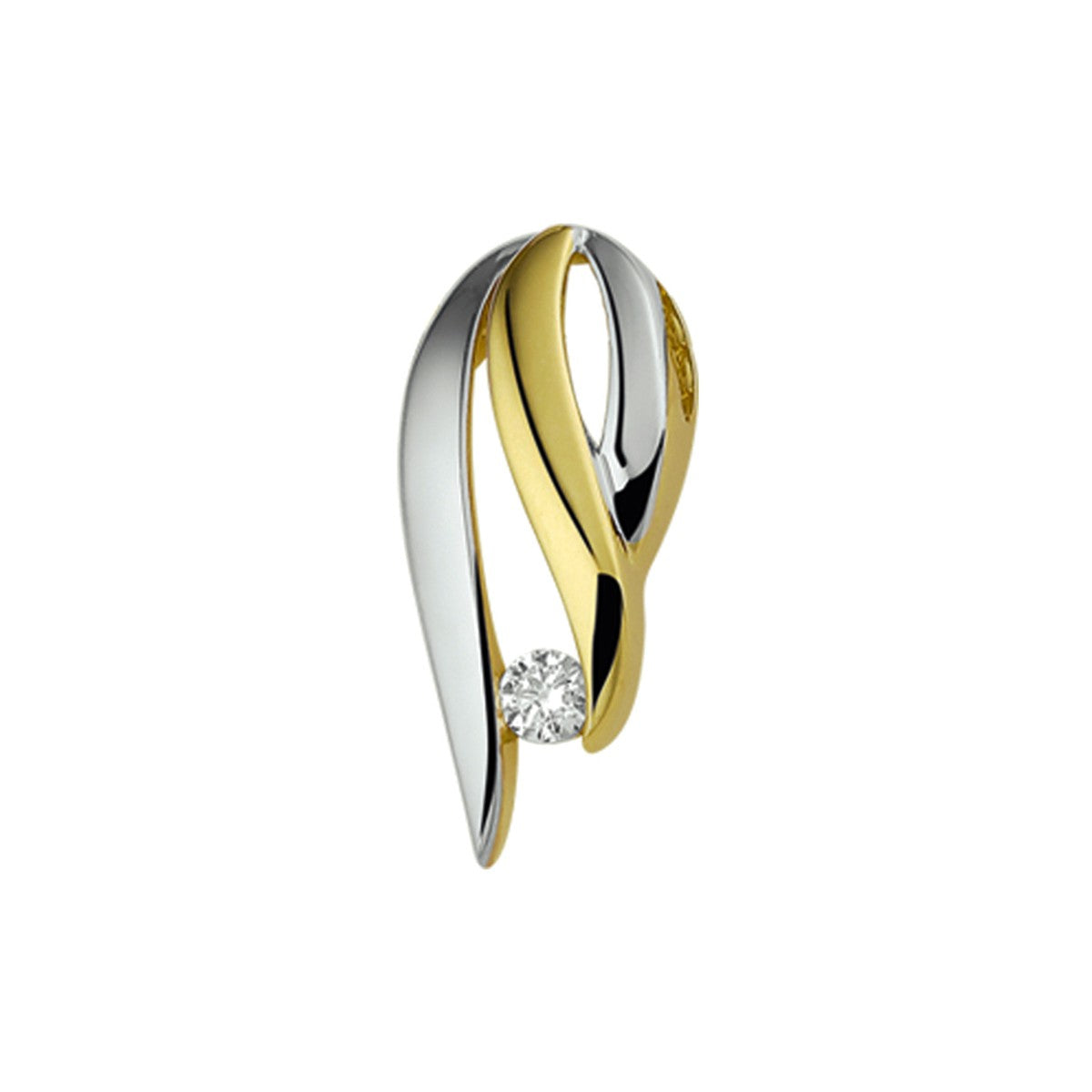 14K geelgoud hanger zirkonia bicolor gestift 4014099 - PansiteNederland.nl