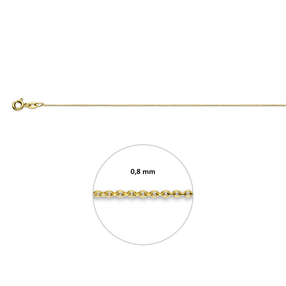 Collier anker rond 0,8 mm 14K geelgoud