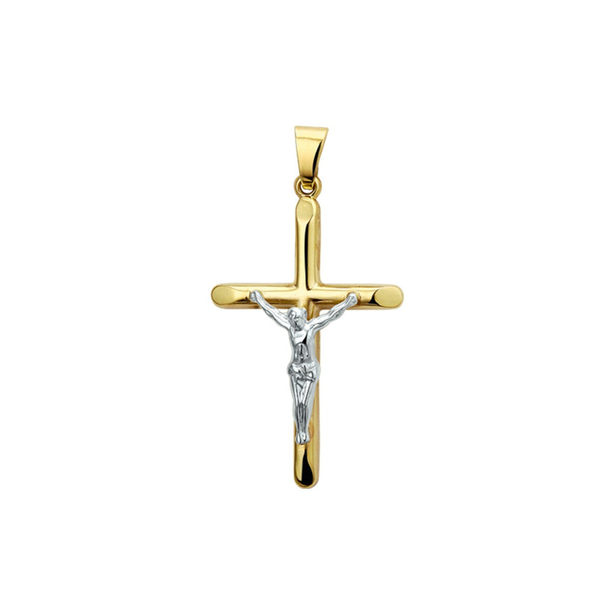 14K geelgoud hanger kruis en corpus bicolor gestift 4014839 - PansiteNederland.nl