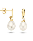 14K Geelgoud Oorhangers Parel En Zirkonia 4016816 - PansiteNederland.nl